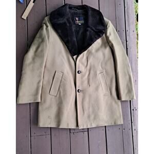 ANDERSON-LITTLE Vintage faux fur lined Long Wool Coat Overcoat Mens Size 44